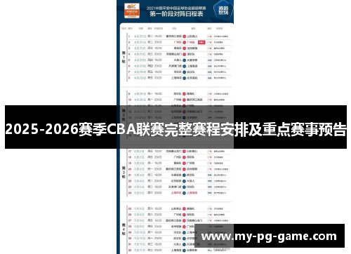 2025-2026赛季CBA联赛完整赛程安排及重点赛事预告