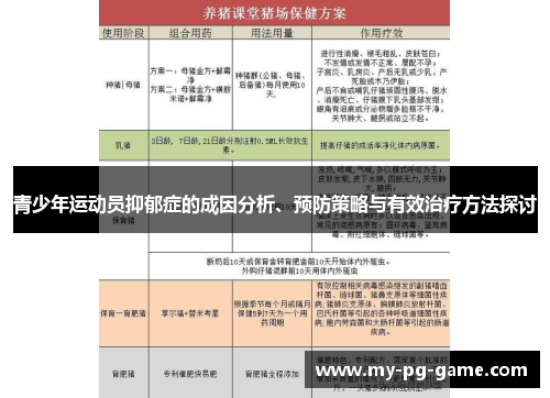 青少年运动员抑郁症的成因分析、预防策略与有效治疗方法探讨